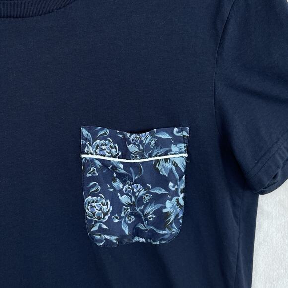 Burberry London England T Shirt Nova Check Blue Silk Pocket Size Small - Picture 3 of 9